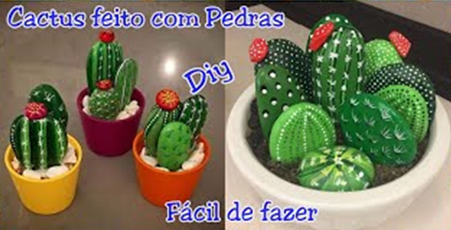 Lindos Cactos Feito com Pedras