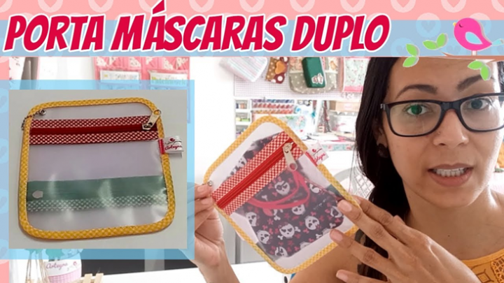 Porta Máscaras com 2 Bolsos Reutilizável